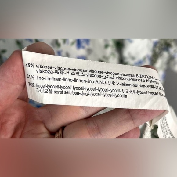 Zara NWT Printed Rustic Smocked High Neck Floral Midi Dress, Size S - Picture 5 of 14